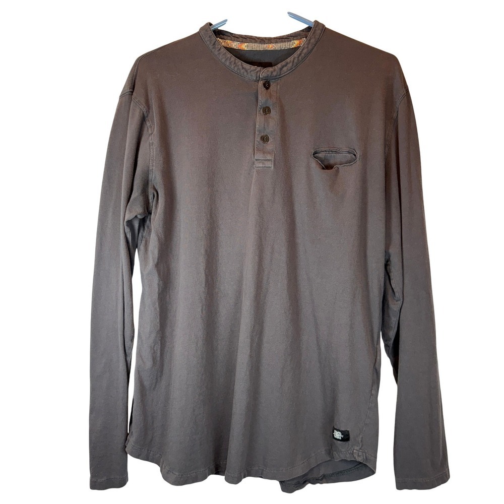 DC Shoes Henley Shirt Long Sleeve Gray men's size L, Grunge Skatewear Streetwear